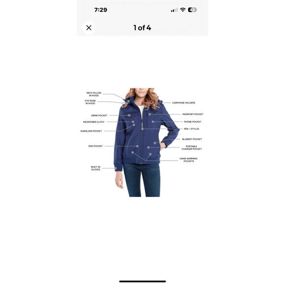 Baubax Women’s Travel Jacket Sz M Royal Blue Multiple Pockets Hiking Campcore - Picture 7 of 10